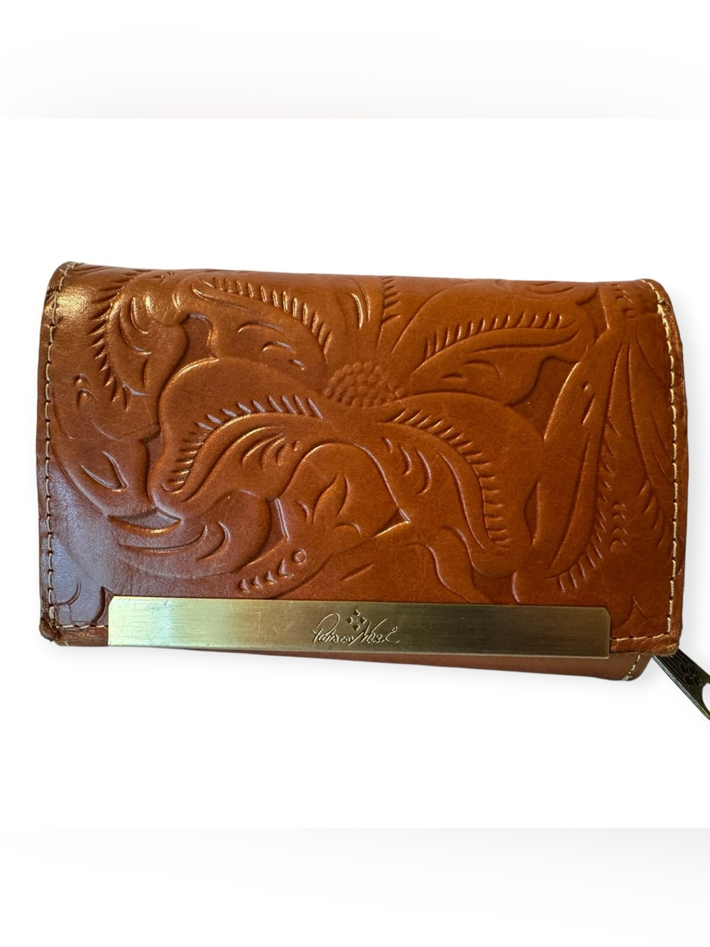 Patricia Nash Embossed Leather Wallet in Brown with Gold Plate